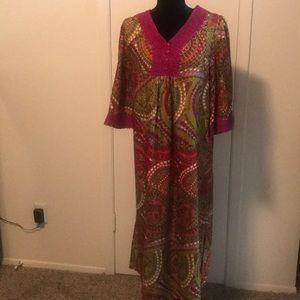 Gorgeous magenta and olive tone dress